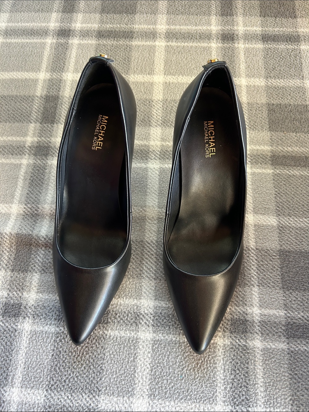 Michael Kors Black Pointed-Toe Leather Heels